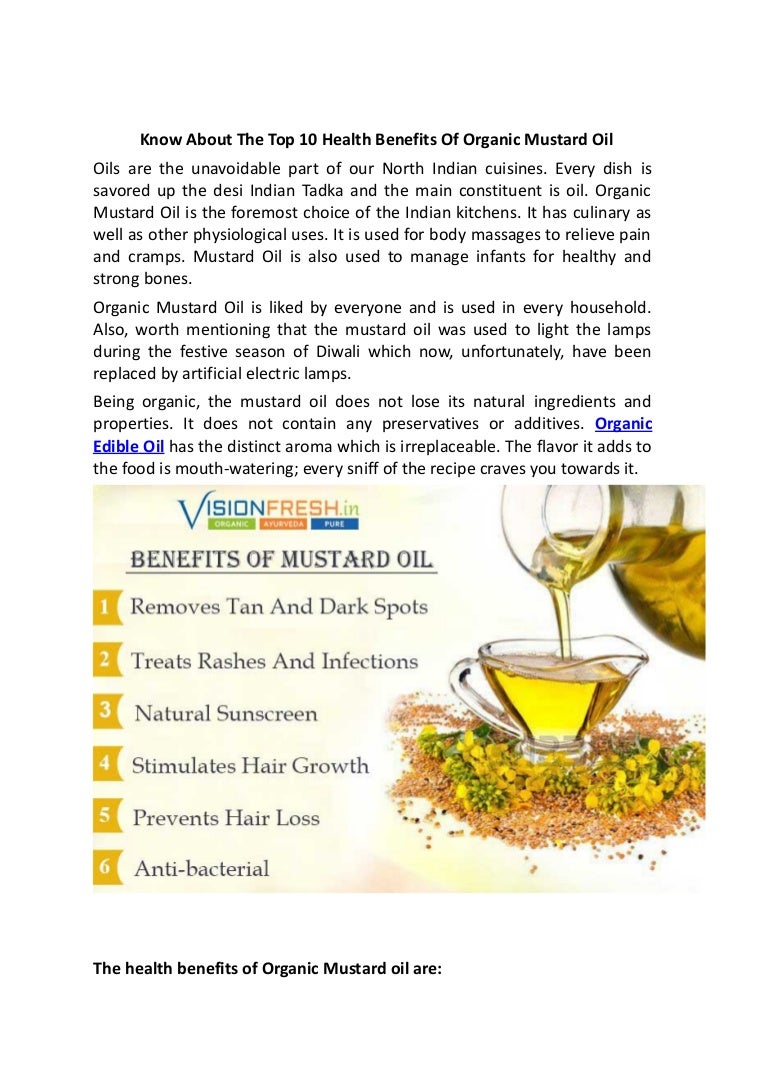 Know about the top 10 health benefits of organic mustard oil