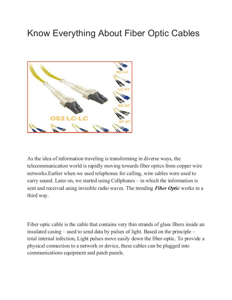 Know everything about fiber optic cables