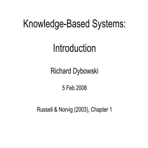Knowledge based systems -- introduction