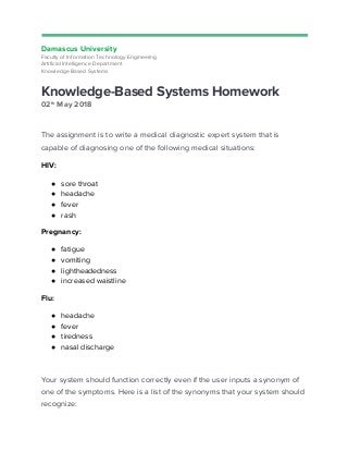 Knowledge based systems homework