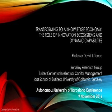 Transforming to a Knowledge Economy: The Role of Innovation Ecosystems and Dy...