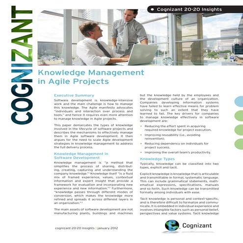 Knowledge Management in Agile Projects | PDF