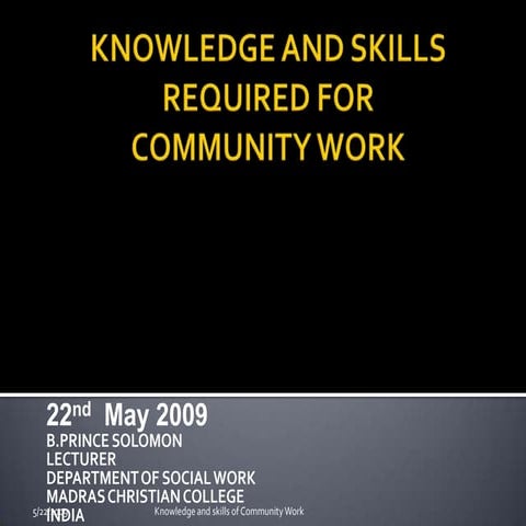 Knowledge and skills required for Community Work