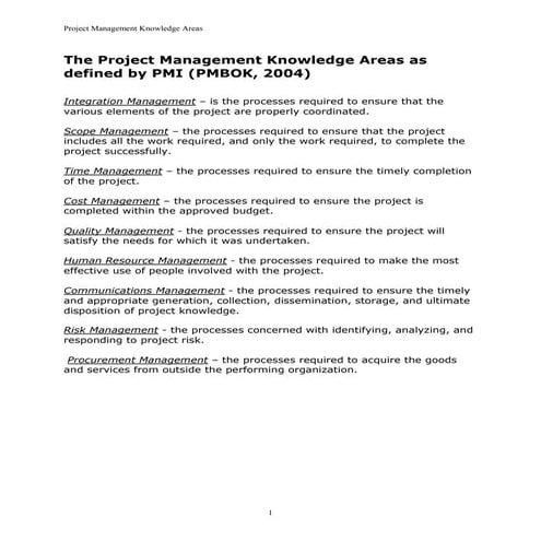 10 project management knowledge areas | PPTX