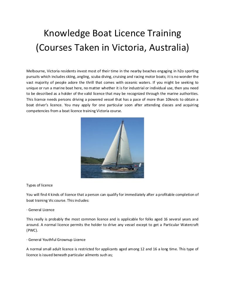 Knowledge boat licence training courses taken in victoria, australia