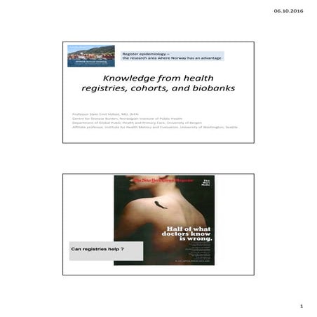 Knowledge from health registries, cohorts, and biobanks stein emilvollset
