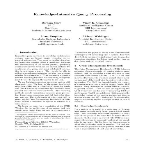 Knowledge intensive query Processing