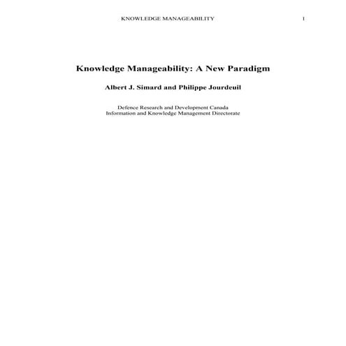 Knowledge manageability paradigm