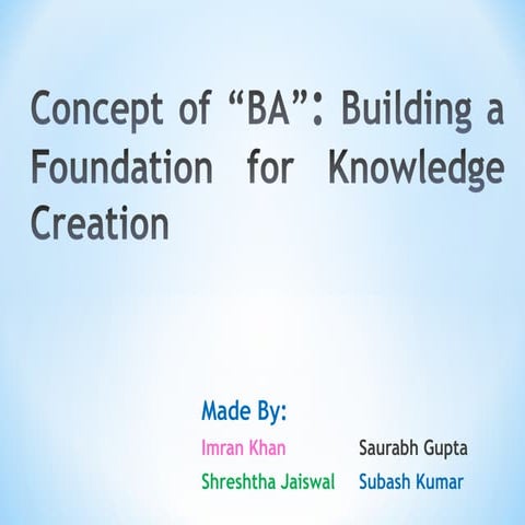 Knowledge Management - Concept of BA