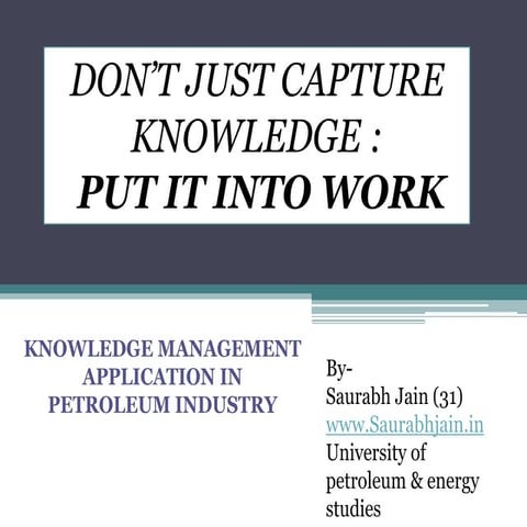 Knowledge Management Application In Petroleum Industry