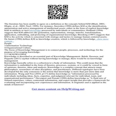 Knowledge Management Essay