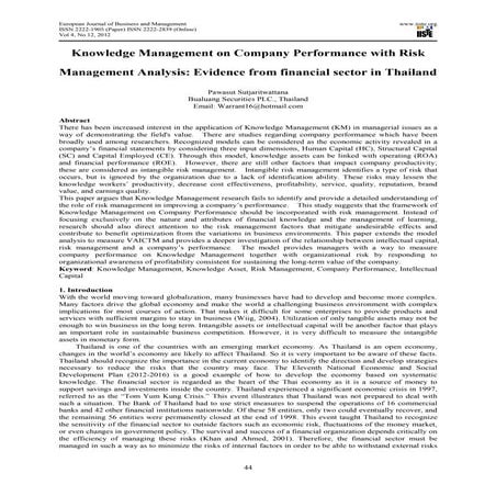 Knowledge management on company performance with risk management ...