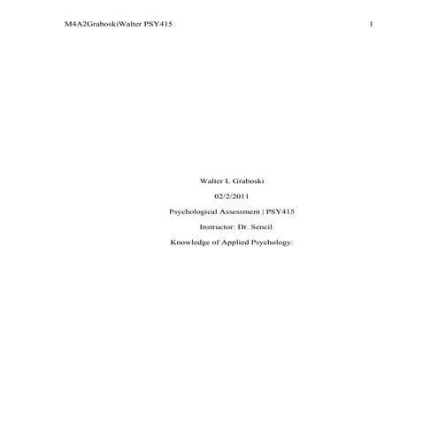 Knowledge Of Applied Psychology