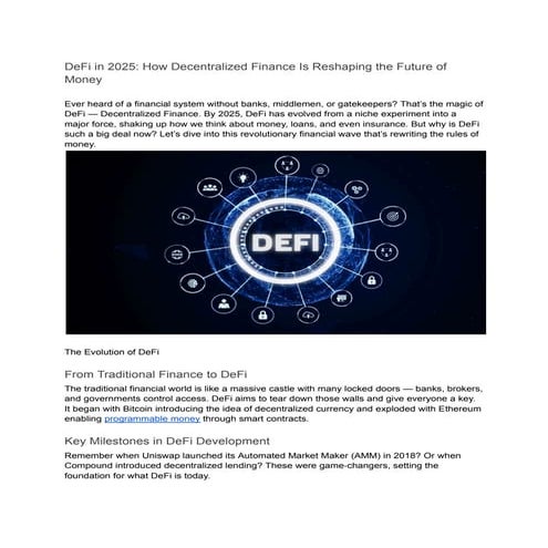 How Decentralized Finance Is Reshaping the Future of Money | PDF