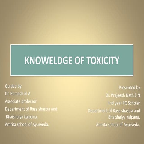 Knowledge of toxicity