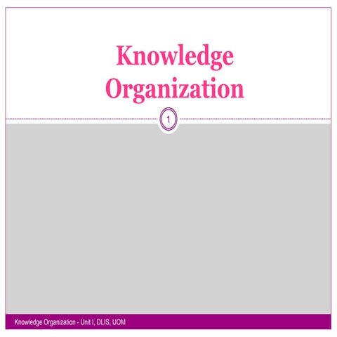 Knowledge organisation - Unit I