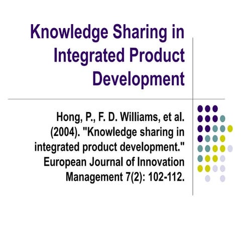 Knowledge sharing in integrated product development