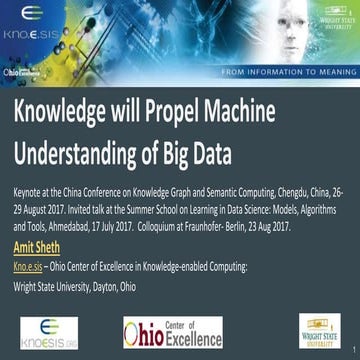 Knowledge Will Propel Machine Understanding of Big Data