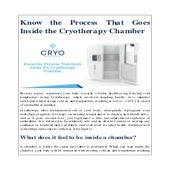 Know the Process That Goes Inside the Cryotherapy Chamber