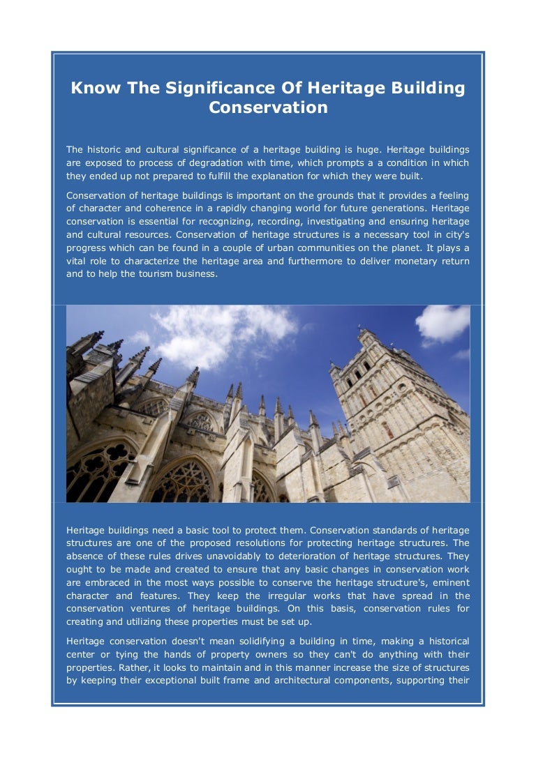 Know The Significance Of Heritage Building Conservation