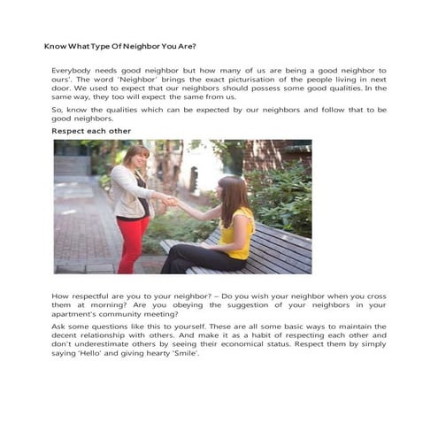Know what type of neighbor you are | Eblogline