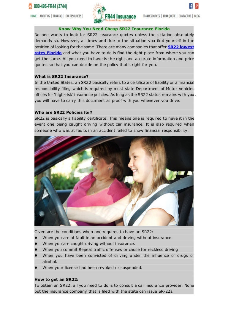 Know Why You Need Cheap SR22 Insurance Florida Know Why You Need Cheap SR22 Insurance Florida