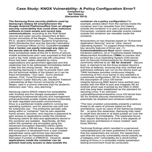 Case Study: Samsung's Galaxy S4 smartphone on the Google Android Platform, Kn...