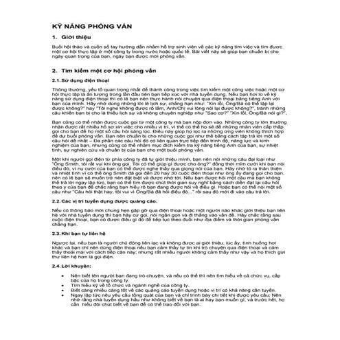 Tài liệu kỹ năng phỏng vấn