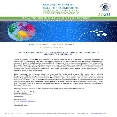 KNUC INTERNSHIP 2020