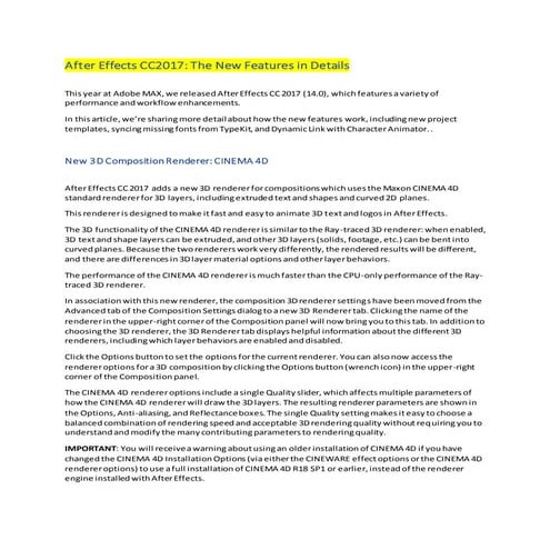 After Effects 2019 New Features Pdf