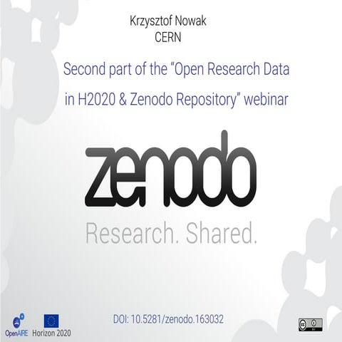 Zenodo Repository and the Open Research Data in H2020 (OAW2016) 