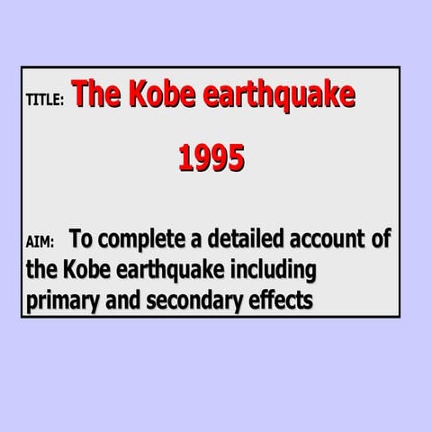 Kobe Earthquake 1995 | PPT