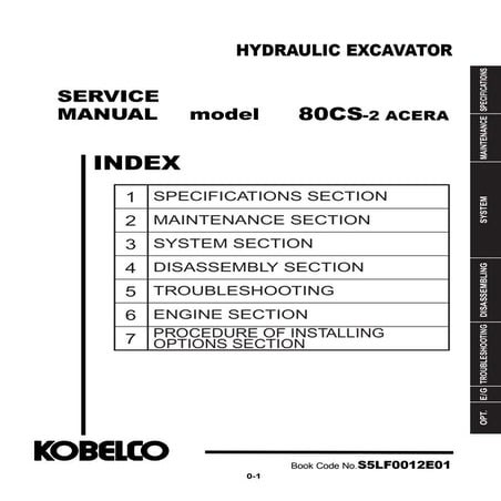 Kobelco 80 cs 2 acera hydraulic excavator service repair manual