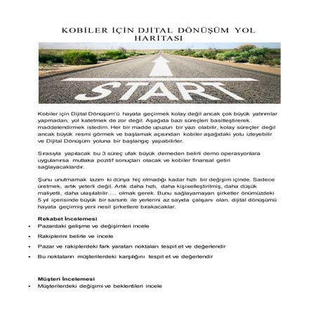 KOBİ'ler için Dijital Dönüşüm Yol Haritası