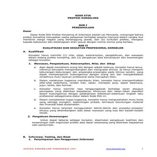 KODE ETIK PROFESI KONSELOR (REFRENSI)