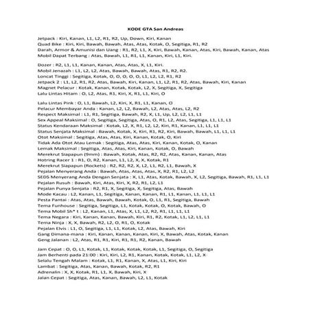 Kode gta san andreas