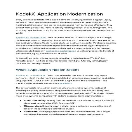 KodekX | Application Modernization Development