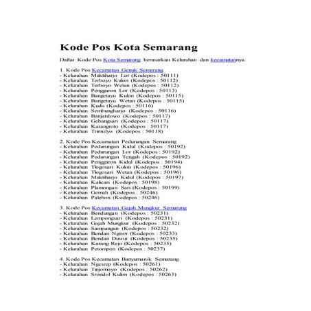 Kode pos kota semarang