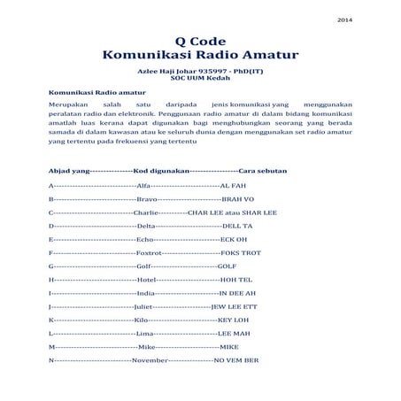 Kod komunikasi radio amatur