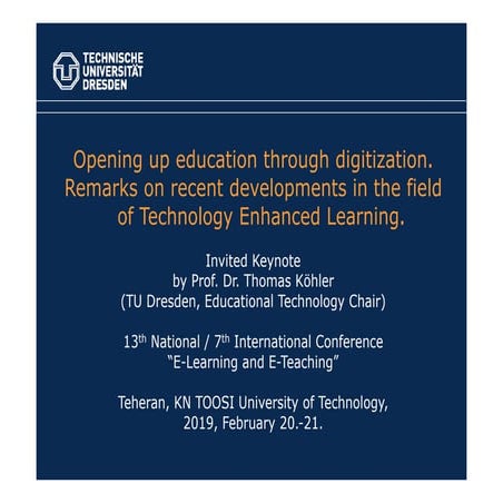 Opening up education through digitization. Remarks on recent developments in ...