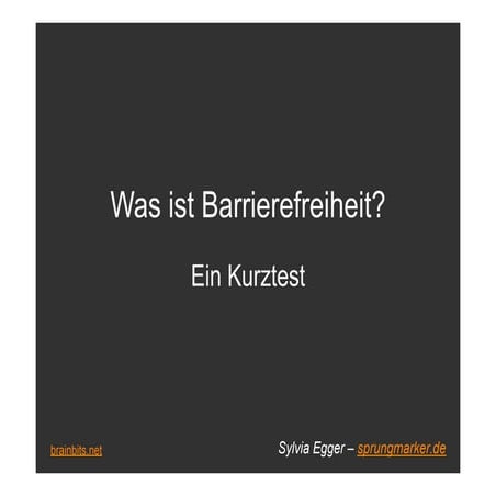 Was ist Barrierefreiheit (12.05. 2010)