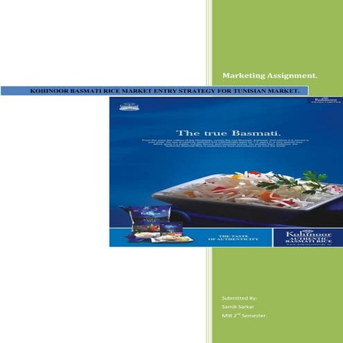 market entry strategy of kohinoor basmati rice in Tunisian market - MIB Assig...