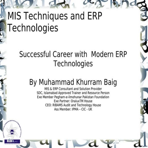 MIS Learning Management for ERP and MIS by RIBAMS