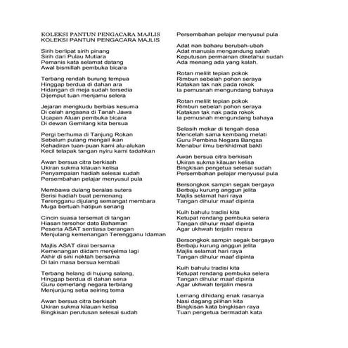 Koleksi pantun pengacara majlis