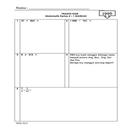 Koleksi soalan 1 markah