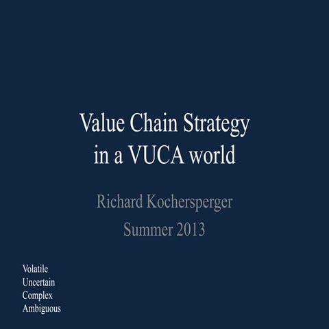 Value Chain Strategy in a VUCA World