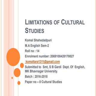 Limitations of Cultural Studies