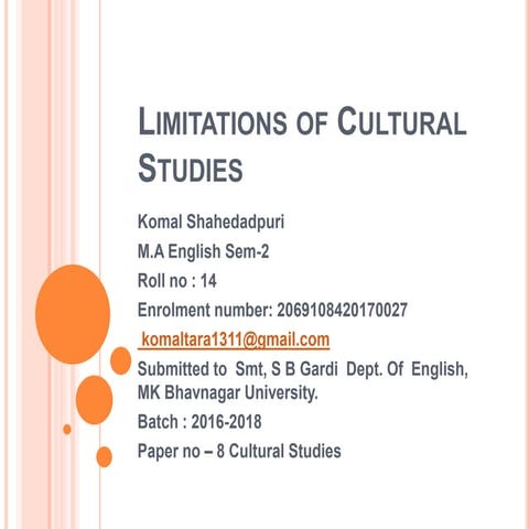 Limitations of Cultural Studies