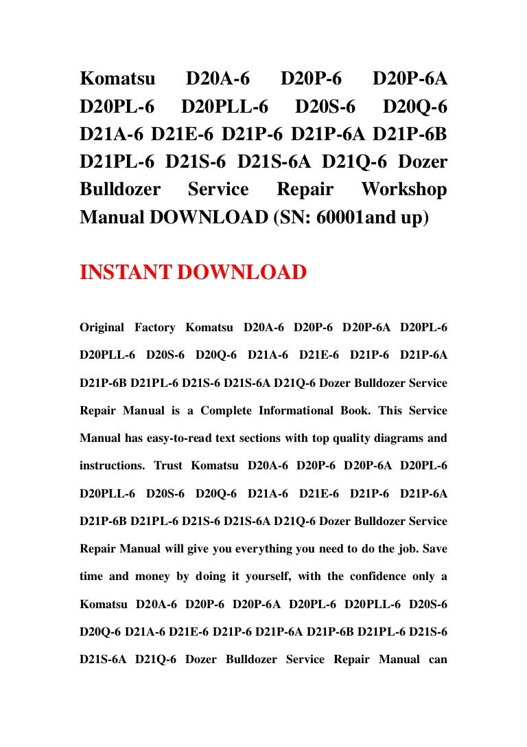 Komatsu 6 d125 diesel engine service repair workshop manual download