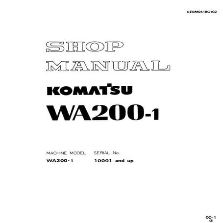 Komatsu wa200 1 wheel loader service repair manual